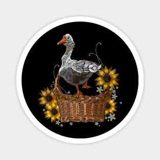 goose wicker basket embroider Magnet